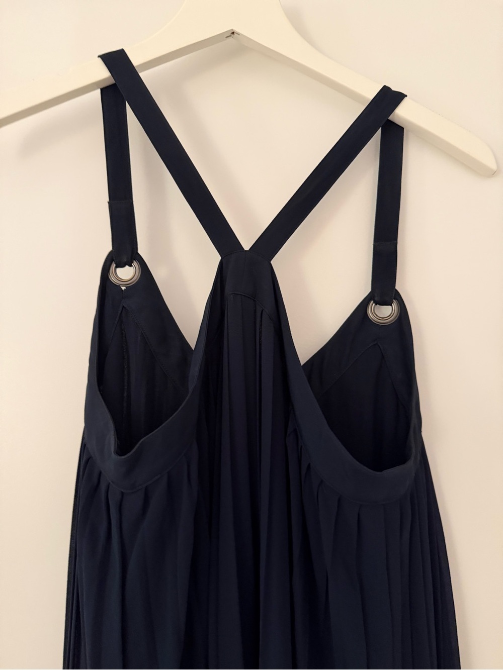 Michael Kors Deep Navy Pleated Maxi Dress with Crossed Back Straps - Picture 4 of 7